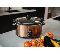 Moodzz MZ-2304 Mijoteuse électrique en acier inoxydable - 4,5 l avec cuve intérieure amovible en céramique et couvercle en verre. Equipé de 4 niveaux : stop, chaud, bas et haut.