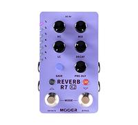 MOOER Pédale multi-effets stéréo R7 X2 - 14 types de réverbération, coupe haute/basse, boutons de mixage, fonctions infinité/trail