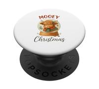 Mooey Christmas Highland Cow Snow Globe Cozy Holiday PopSockets PopGrip Adhésif