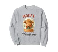 Mooey Christmas Highland Cow Snow Globe Cozy Holiday Sweatshirt