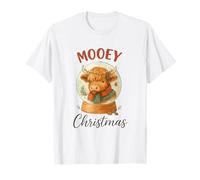 Mooey Christmas Highland Cow Snow Globe Cozy Holiday T-Shirt