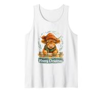 Mooey Christmas Highland Cow Winter Watercolor Débardeur