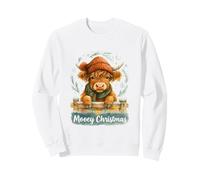 Mooey Christmas Highland Cow Winter Watercolor Sweatshirt