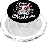 Mooey Noël drôle Petite Vache avec Bonnet de Père Noël et lumières PopSockets PopGrip pour MagSafe
