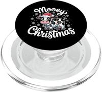 Mooey Petite Vache de Noël avec Bonnet de Père Noël et lumières de Noël PopSockets PopGrip pour MagSafe