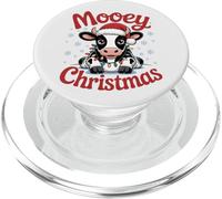 Mooey Petite Vache de Noël avec Bonnet de Père Noël et lumières de Noël PopSockets PopGrip pour MagSafe