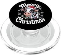Mooey Petite Vache de Noël avec Bonnet de Père Noël et lumières de Noël PopSockets PopGrip pour MagSafe