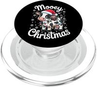 Mooey Petite Vache de Noël avec Bonnet de Père Noël et lumières de Vacances PopSockets PopGrip pour MagSafe
