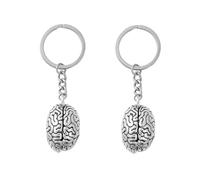 Mooff Lot de 2 porte-clés anatomiques en argent avec pendentif cerveau organe 3D pour porte-clés pour médecin, femme, homme et femme, porte-clés de voiture