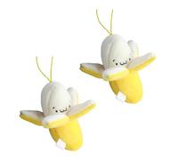 Mooff Lot de 2 porte-clés en forme de banane jaune épluché, cadeau d'anniversaire en coton PP en forme de poupée pour décoration porte-clés
