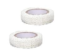 Mooff Lot de 2 rubans adhésifs blancs de 1,7 m pour décoration en dentelle, ruban de masquage, ruban adhésif décoratif blanc durable, ruban washi pour arts et travaux manuels