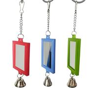 Mooff Miroir interactif pour oiseaux avec clochette pour perruches, conures, fournitures pour animaux de compagnie (1 pièce couleur aléatoire)