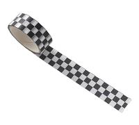 Mooff Ruban Washi à carreaux pour loisirs créatifs - Motif damier noir et blanc avec adhésif résistant à la décoloration, ruban décoratif pour scrapbooking, emballage cadeau et décoration d'intérieur