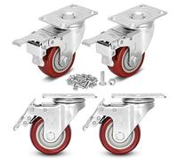 Moogiitools 4 Roulettes Pivotantes de 76mm Roulettes pour Meubles avec frein,Roulette Charge Lourde Jusqu'à 680KG,Roulette Sans Traces au Sol pour Charge Lourde - Roue en Caoutchouc pour Chariot