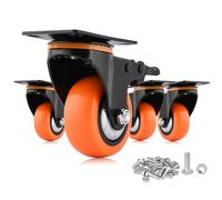 Moogiitools 4 Roulettes Pivotantes Roulettes pour Meubles avec frein,Roulette Charge Lourde Roulette Sans Traces au Sol pour Charge Lourde - Roue en Caoutchouc pour Chariot (76mm Jusqu'à 680KG)