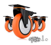 Moogiitools 4 Roulettes Pivotantes Roulettes pour Meubles avec frein,Roulette Charge Lourde Roulette Sans Traces au Sol pour Charge Lourde - Roue en Caoutchouc pour Chariot (152mm Jusqu'à 1250KG)