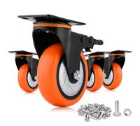 Moogiitools 4 Roulettes Pivotantes Roulettes pour Meubles avec frein,Roulette Charge Lourde Roulette Sans Traces au Sol pour Charge Lourde - Roue en Caoutchouc pour Chariot (100mm Jusqu'à 800KG)