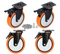 Moogiitools 4 Roulettes Pivotantes Roulettes pour Meubles avec frein,Roulette Charge Lourde Roulette Sans Traces au Sol pour Charge Lourde - Roue en Caoutchouc pour Chariot (152mm Jusqu'à 1250KG)