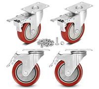 Moogiitools 4 Roulettes Pivotantes Roulettes pour Meubles avec frein,Roulette Charge Lourde Roulette Sans Traces au Sol pour Charge Lourde - Roue en Caoutchouc pour Chariot (100mm Jusqu'à 800KG)