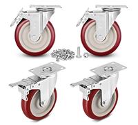 Moogiitools 4 Roulettes Pivotantes de 127mm Roulettes pour Meubles avec frein,Roulette Charge Lourde Jusqu'à 1000KG,Roulette Sans Traces au Sol pour Charge Lourde - Roue en Caoutchouc pour Chariot