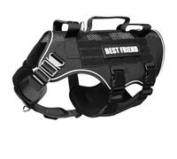 MOOGROU Harnais tactique pour chien de taille moyenne avec boucles en métal, gilet de service en maille respirante, harnais militaire Molle avec 3 poignées durables pour l'entraînement, la randonnée