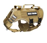 MOOGROU Harnais tactique pour chien de taille moyenne avec boucles en métal, gilet de service en maille respirante, harnais militaire Molle avec 3 poignées durables pour l'entraînement, la randonnée