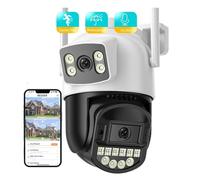 MOOILKO Caméra de Surveillance Wi-FI 4K 8MP, Double Objectif, détection Humaine par IA, sécurité extérieure PTZ IP, interphone 10MP, CCTV Installation Polyvalente(6MP NO SD Card)