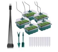 MOOILKO Plateau de démarrage graines à 12 cellules avec éclairage LED, kit pépinière, Mini-Pelle, câble USB, semis Domicile Légumes et Fruits(04)