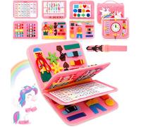 MOOING Busy Board Montessori pour Enfants, 4 Couches Planche Montessori, Jeux Montessori 1 2 3 4 5 Ans, Tableau d'Activités Apprendre Compétences de Vie Jouet éducatifs Cadeau
