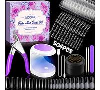 MOOING Capsule Kit Ongle Américain, 504 Pcs Faux Ongles, 11 Tailles, Pose Américaine Complète, Mini Lampe UV, Gel Nail Extension