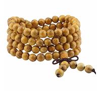 mookaitedecor 108 Mala Bracelet Perles de Prière en Bois Yoga Collier pour Homme Femme,Bois Or