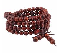 mookaitedecor 108 Mala Bracelet Perles de Prière en Bois Yoga Collier pour Homme Femme,Bois Santal Rouge Oeil de Chat