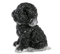 mookaitedecor 6.4-6.6cm Figurine Chien Caniche en résine et Pierres de Cristal, Statue de Chien Assis en Cristal Animal sculpté pour décoration de Bureau à la Maison, Obsidienne Noire