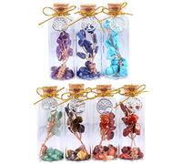 mookaitedecor 7 Chakra Pierres et Cristaux Arbre de Vie Souhaitant Bouteille Porte-bonheur Pierre Guérison Meditation Décoration