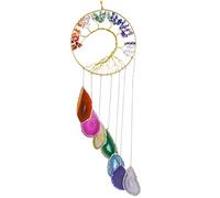 mookaitedecor 7 Chakras Arbre de Vie en Cristal avec tranches d'agate carillons de Vent, Ornements muraux à Suspendre pour fenêtre décoration de la Maison 61 à 76 cm