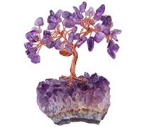 mookaitedecor Améthyste Arbre de Vie Decoration Pierre Énergie,Socle en Géode Cristal de Roche Naturelle pour Reiki Guérison