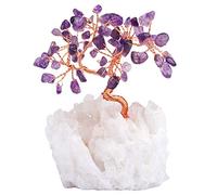 mookaitedecor Améthyste Arbre de Vie Decoration Pierre Énergie,Socle en Géode Cristal de Roche Naturelle pour Reiki Guérison