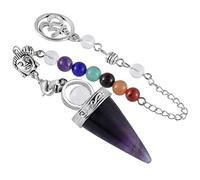 mookaitedecor Améthyste Reiki Chakra Divinatoire Pendule Radiesthésie Pierre Naturelle Cristal Cône Pointe Collier Pendentif pour Divination Voyance Esotérisme