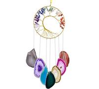 mookaitedecor Arbre de Vie en Cristal 7 Chakras avec tranches d'agate, carillons de Vent, Ornements muraux à Suspendre pour fenêtre décoration de la Maison 63 à 68 cm