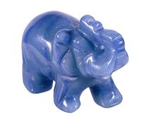 mookaitedecor Aventurine Bleue Statue d'éléphant en Cristal Sculpture sculptée à la Main, Reiki Poche Pierre Figurine Porte-Bonheur décor à la Maison, 1.5 Pouces