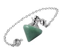 mookaitedecor Aventurine Verte Divinatoire Pendule Radiesthésie Pierre Naturelle Cristal Cône Pointe Collier Pendentif pour Divination Voyance Esotérisme