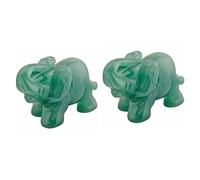 mookaitedecor Aventurine Verte Statuette Elephant Decoration,Figurine Sculpté en Pierre Guérison Statue Décor Table,1.5 Pouces