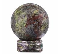 mookaitedecor Boule de Cristal décorative Naturelle (Environ 40mm) avec Support, Figurine de sphère en Pierre polie Reiki pour Collection Affichage décoration à la Maison, Jaspe Sang de Dragon