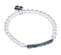 mookaitedecor Bracelet élastique en pierre de cristal avec pendentif trèfle à quatre feuilles Bracelet de perles de pierre naturelle de 6mm pour femmes et hommes, Cristal de Roche