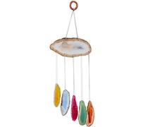 mookaitedecor Carillon à Vent en Tranche de Géode Agate Pierre Cristal Naturelle Décoration Maison Jardin Extérieur,Couleur Mixte