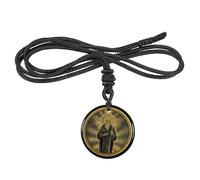 mookaitedecor Collier avec pendentif en cristal rond avec corde en nylon réglable, amulette religieuse catholique Jésus bijoux cadeaux pour hommes et femmes