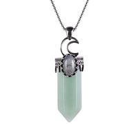 mookaitedecor Collier Aventurine Verte Pendentif Guerison Pierre Hexagonale, Énergie Cristal Pointe Naturelle Protection Labradorite Bijoux
