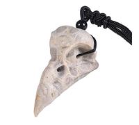 mookaitedecor Collier pendentif crâne de corbeau en géode d'agate naturelle pour femme et homme, Cristal agate pierre corbeau crâne Halloween bijoux avec corde réglable, Jaune & Blanc