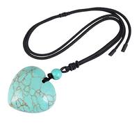mookaitedecor Cœur Collier Howlite Turquoise Verte Pendentif Pierre Lithothérapie Protection Cristal Amour avec Cordon Ajustable