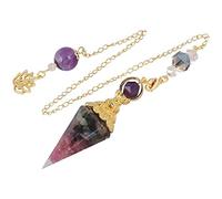 mookaitedecor Divinatoire Pendule Radiesthésie Tourmaline Pierre Prisme Hexagone Cristal Facette pour Divination Voyance Esotérisme
